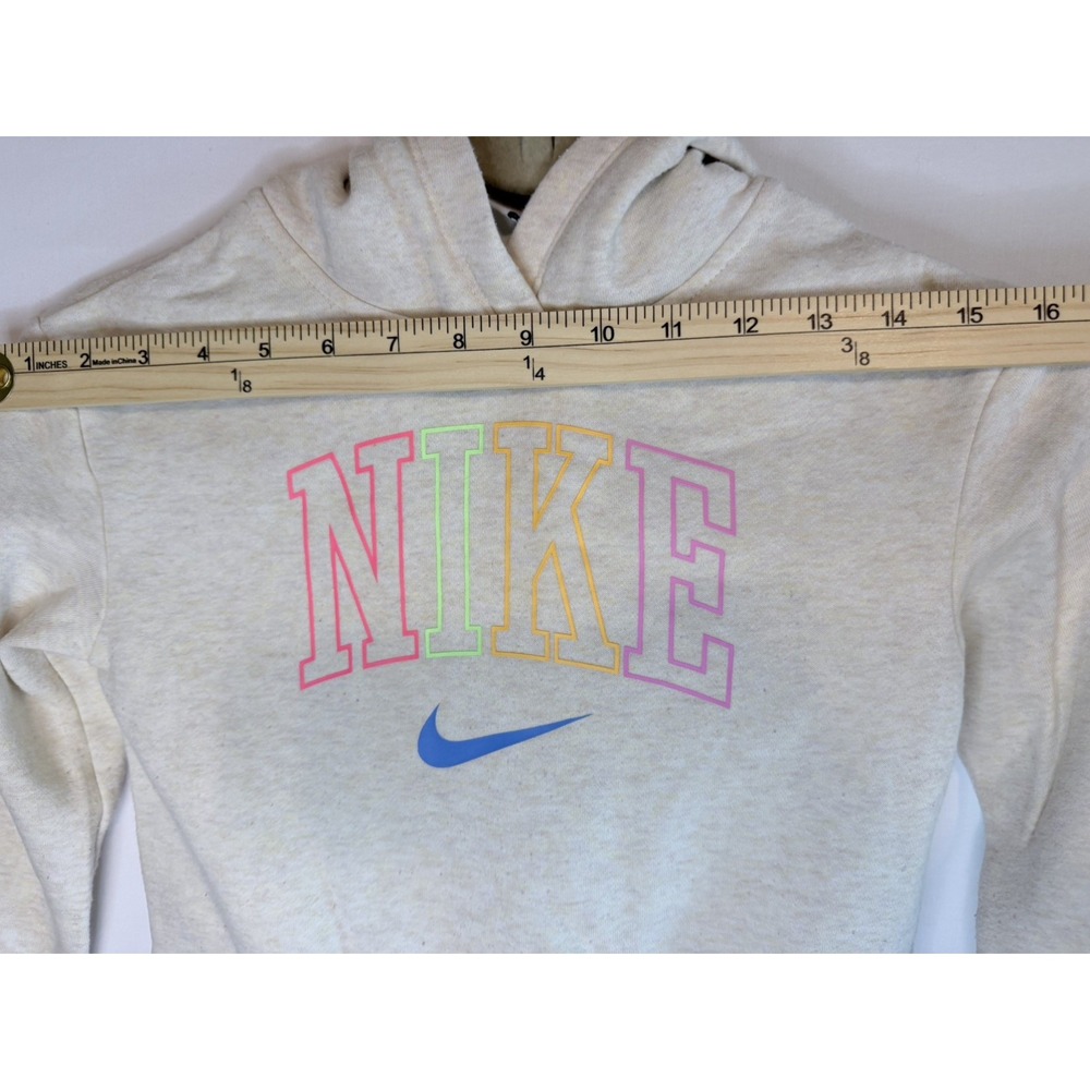 Nike Girls Gray Pullover Hoodie Size 6 Long Sleeve Graphic Print Logo - Picture 4 of 10